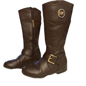 Michael Kors Brown Boots  For Girls Sz 1 Inside Zipper 1” Heel Left Toe Scuff